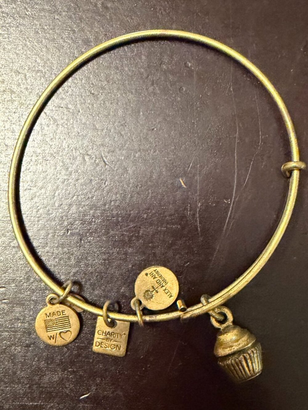 Cupcake Alex and Ani Bracelet, Gold